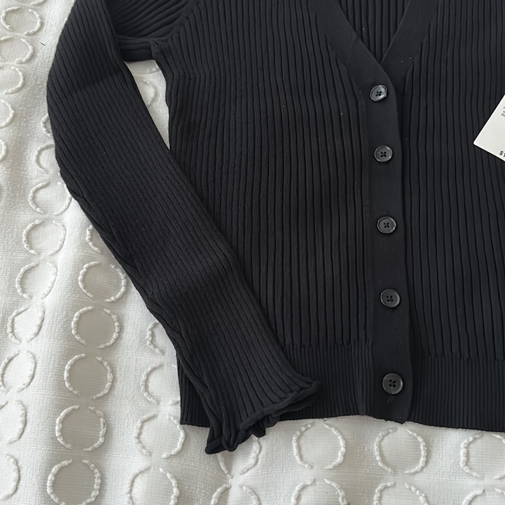 Good American Black Cozy Rib Crop Cardigan Size 3XL NWT - Picture 10 of 13